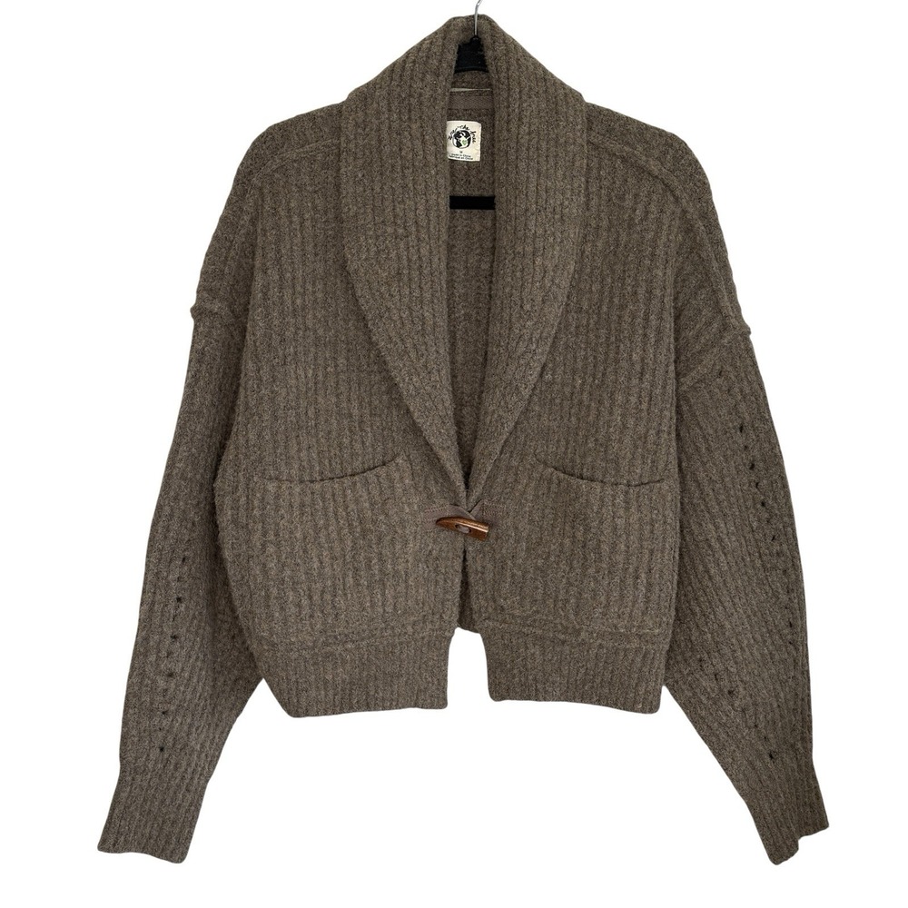 Free People Jackson Cardigan Medium Boho Crop Boxy Chunky Knit Oversize Toggle